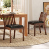 Espresso PU leather upholstered dining chairs with padded seats, perfect for kitchen or dining room use.