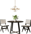 3-Piece Mid-Century Dining Set with 36” Round Pedestal Table and 2 Swivel Sherpa Upholstered Chairs