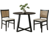 3-Piece Mid-Century Dining Set with 36” Round Pedestal Table and 2 Farmhouse Rattan Dining Chairs