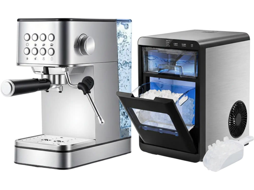 Premium Ice and Coffee Duo CNN-Acclaimed Nugget Ice Maker and 20-Bar Stainless Espresso Machine