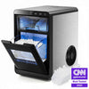 Premium nugget ice maker and espresso machine duo with compact design for home bars and easy coffee preparation.