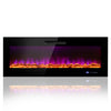 Recessed electric fireplace with customizable flame colors, designed for cozy winter ambiance and easy installation.