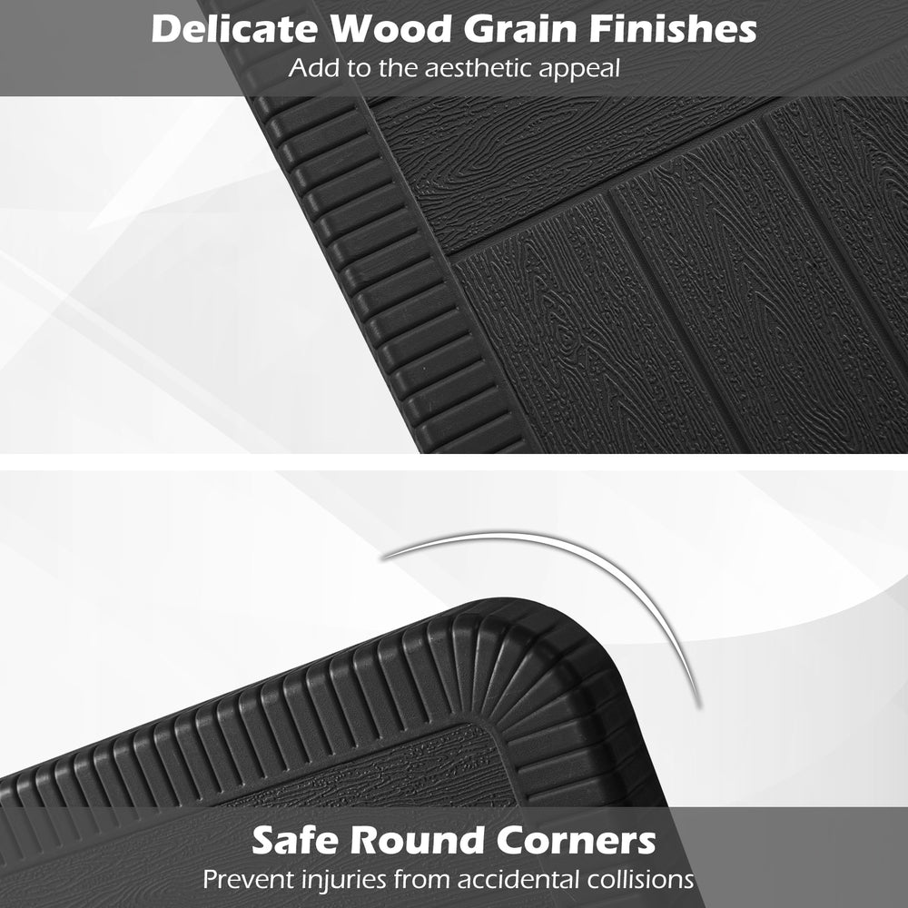 Close-up of the outdoor picnic table bench set showcasing delicate wood grain finishes and safe round corners for added.