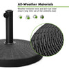 Close-up of the durable umbrella base made from weather-resistant resin and anti-rust steel for outdoor stability.