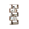 S-shaped 5-tier bookshelf in a modern design, featuring decorative display space and anti-toppling kits for stability.