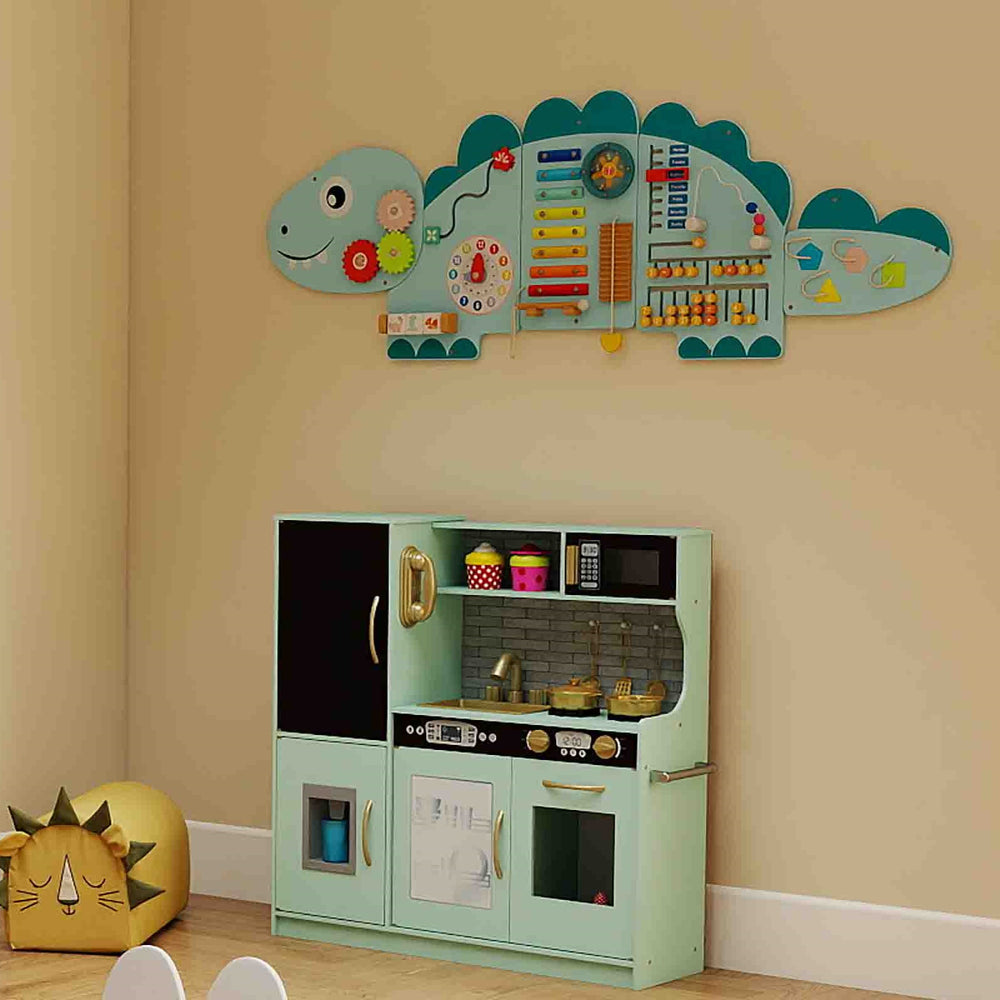 Kids play and learning center set featuring a multi-area kitchen and sensory activities for creative play and.
