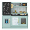 Kids play kitchen set featuring a multi-area design with storage, ice maker, oven, and microwave for creative role-play.