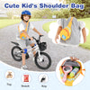 16-inch kids bike in navy with adjustable saddle, hand brake, and removable training wheels for safe riding.