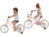 Pink 12-inch kids bike with training wheels, removable basket, and adjustable seat for comfortable riding outdoors.