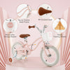 12-inch pink kids bike featuring a sturdy carbon steel frame, removable storage basket, and stable training wheels for.