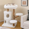 Modern cat tree with solid wood branches, featuring plush platforms and a large perch for indoor cats to relax and play.