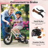 12-inch kids bike in black and pink with hand brake, coaster brake, and removable training wheels for safety and.