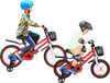 14-inch red kids bike with adjustable seat and handlebars, featuring a removable basket and training wheels for.