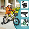 Kids bike with removable storage basket, adjustable seat, and training wheels for safe and comfortable riding.