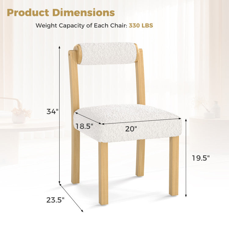 Modern dining chair with rubber wood frame, faux sherpa fabric, and anti-slip footpads, ideal for dining rooms.