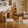 Modern dining room set featuring wooden chairs and bamboo sideboard cabinet, ideal for stylish dining spaces.