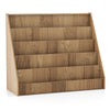 4-tier kids bookshelf and toy storage rack with 8 removable bins in gray, ideal for organizing toys and books.
