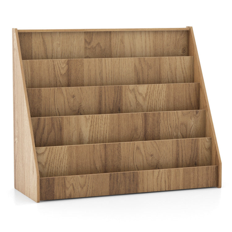 4-tier kids bookshelf and toy storage rack with 8 removable bins in gray, ideal for organizing toys and books.