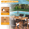Acacia wood dining table with 1.97" umbrella hole and protective block, perfect for outdoor patio dining.