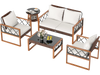 5 Pieces PE Wicker Patio Furniture Set with Acacia Wood Frame