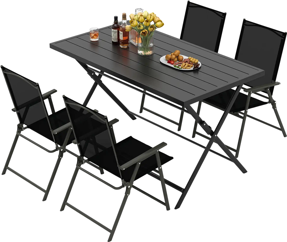 5-Piece Foldable Outdoor Dining Set for Backyard Garden Deck