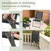 Foldable outdoor dining set featuring a metal table and breathable mesh armchairs, perfect for backyard gatherings.