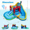 Inflatable water park with splash pool, long slide, and 50 ocean balls, ideal for backyard fun and safety.