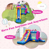 Inflatable bounce house with slides and basketball hoop, featuring a sweet doughnut theme for indoor and outdoor fun.