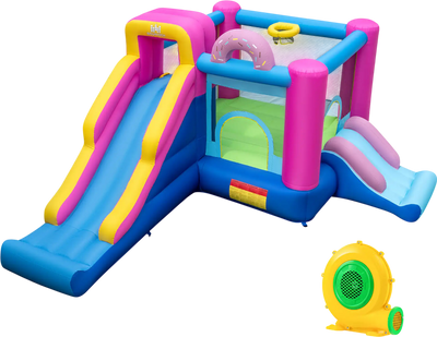 Costway Inflatable Bounce House Slides Basketball Hoop 680W Blower 51126252 New