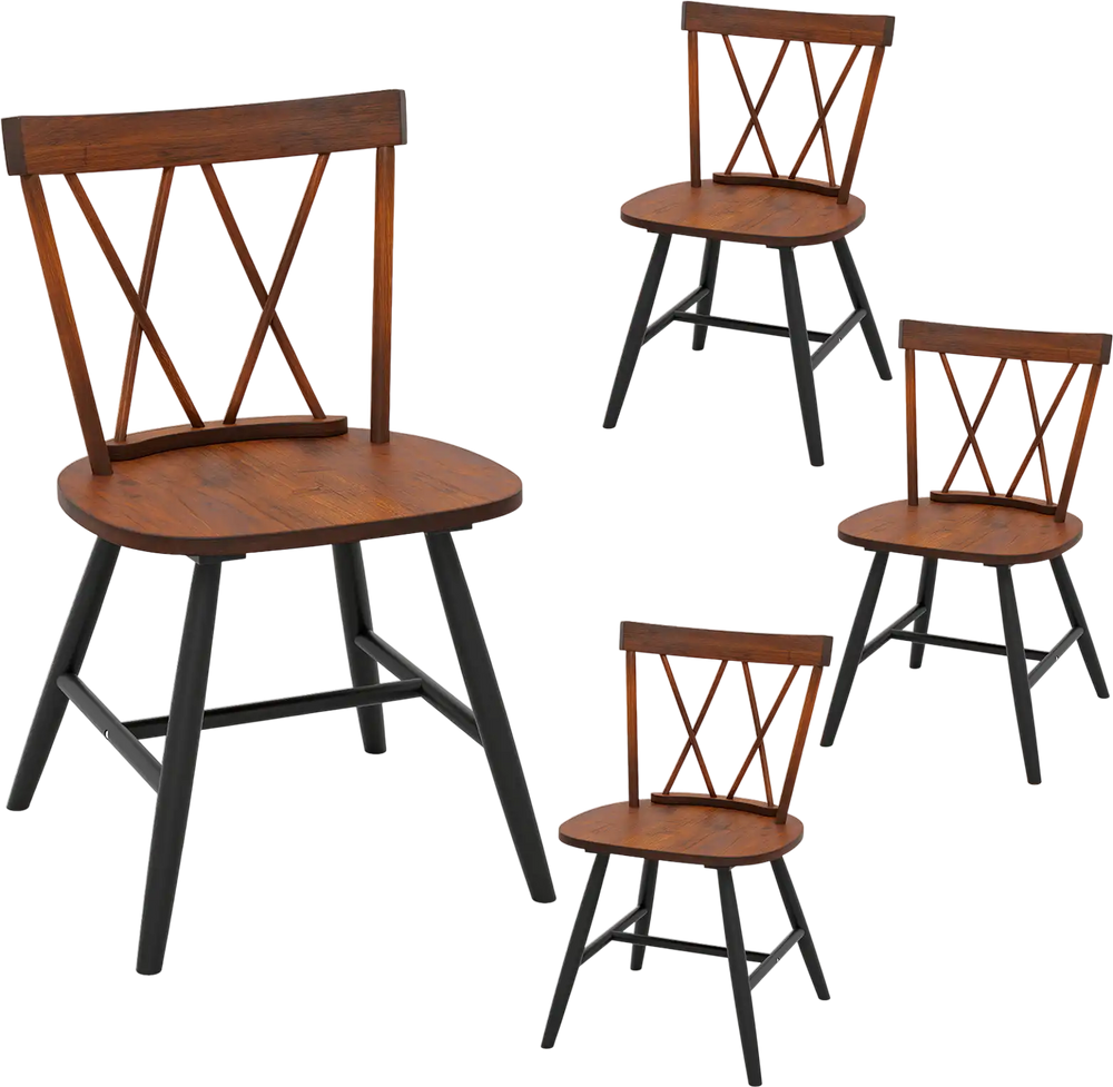 Single dark brown dining chair with rubber wood frame and ergonomic slanted design, perfect for relaxed dining.