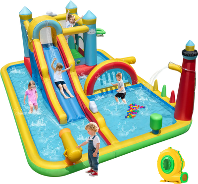 Costway Inflatable Water Slide Jumping Area Climbing Wall 61205588 New