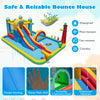 Inflatable water slide with climbing wall and jumping area, made of waterproof Oxford cloth, ideal for summer fun.