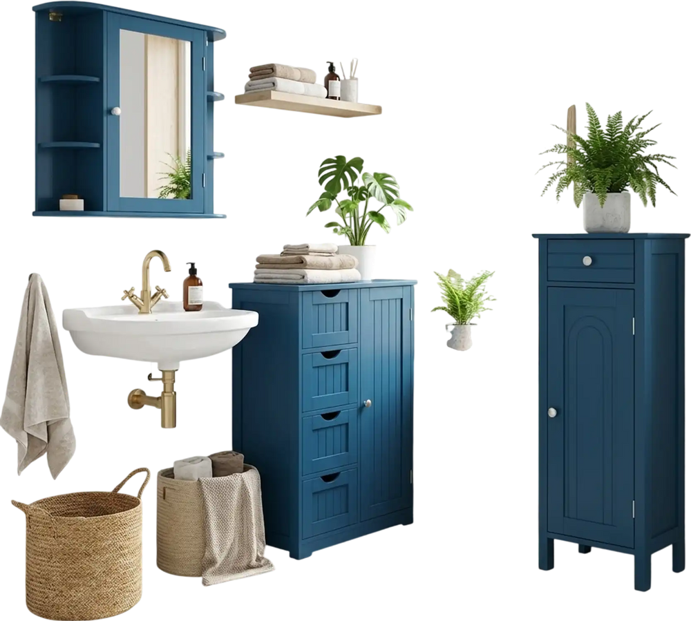Bathroom Cabinets - Prussian Blue Collection