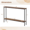 Dimensions of the 44-inch console table from the entryway set, showcasing robust metal structure and ample storage.