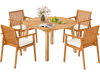 5 Pieces Acacia Wood Patio Dining Set with Umbrella Hole
