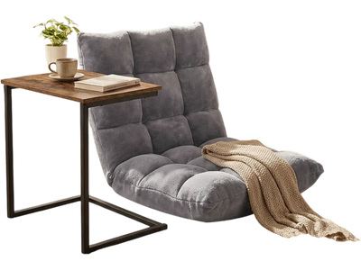 Costway Adjustable Floor Chair & C-Shaped End Table Set 12953863 New