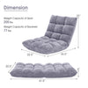 Adjustable floor chair dimensions with thick padded cushion and flannel fabric, perfect for versatile seating.