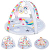 Baby play gym with removable sensory toys, thick velvet mat, and colorful ocean balls for safe, active play.