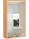 Bamboo small medicine cabinet with mirror door, featuring removable shelves for customized storage in natural finish.