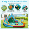 Inflatable water slide park featuring a long slide, climbing wall, splash pool, and water cannon for outdoor fun.