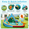 Inflatable 6-in-1 water slide park with climbing wall, splash pool, and water cannon for yard fun and easy setup.