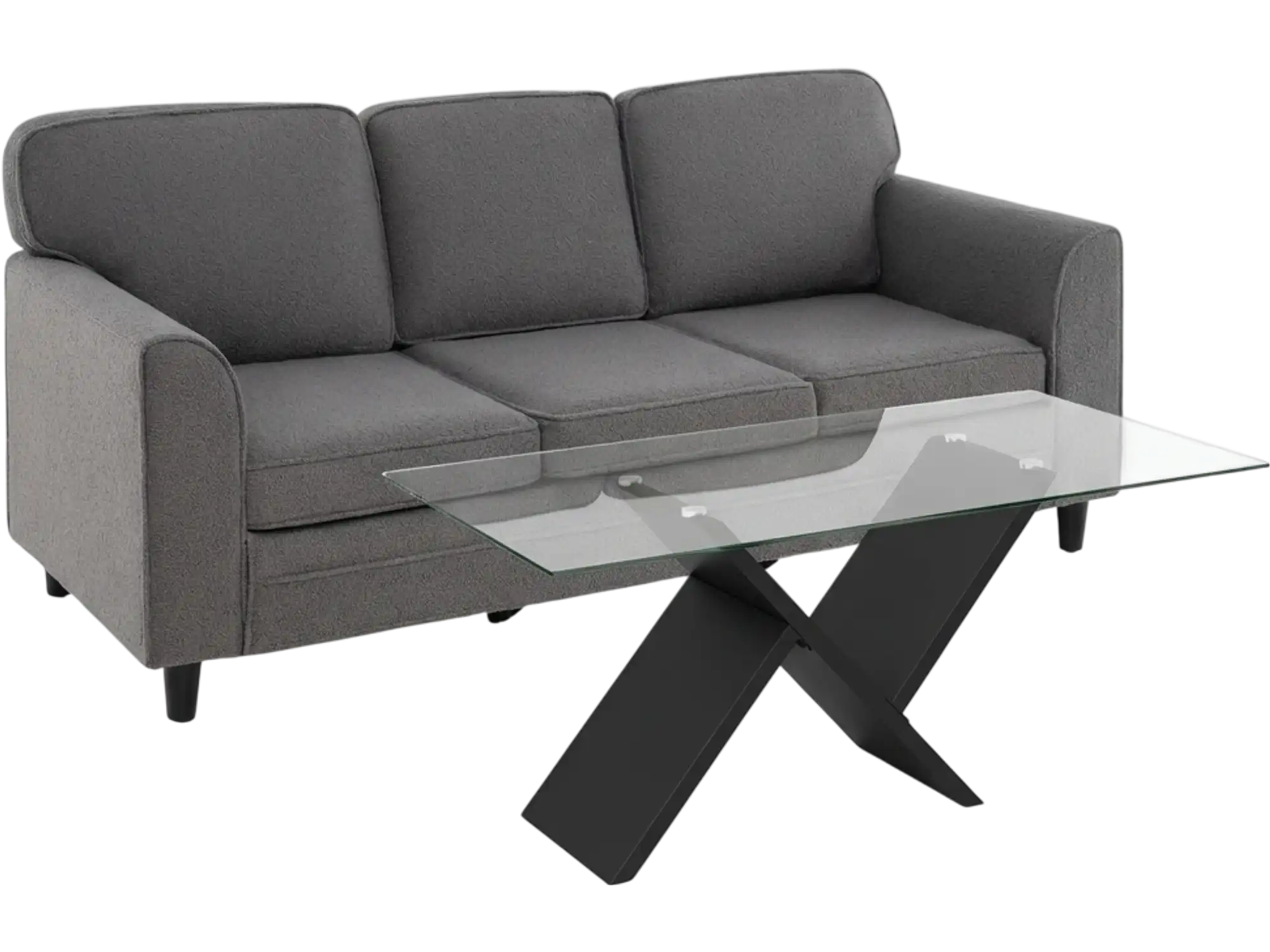 Costway Modern 3-Seat Teddy Velvet Sofa & 47