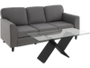 Contemporary Living Room Furniture Suite: Modern 3-Seat Teddy Velvet Sofa + 47-Inch Glass Coffee Table