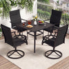 5 Pieces Outdoor Dining Set with 4 Swivel Chairs and 36 Inch Square Patio Table-Black - Gallery View 1 of 12