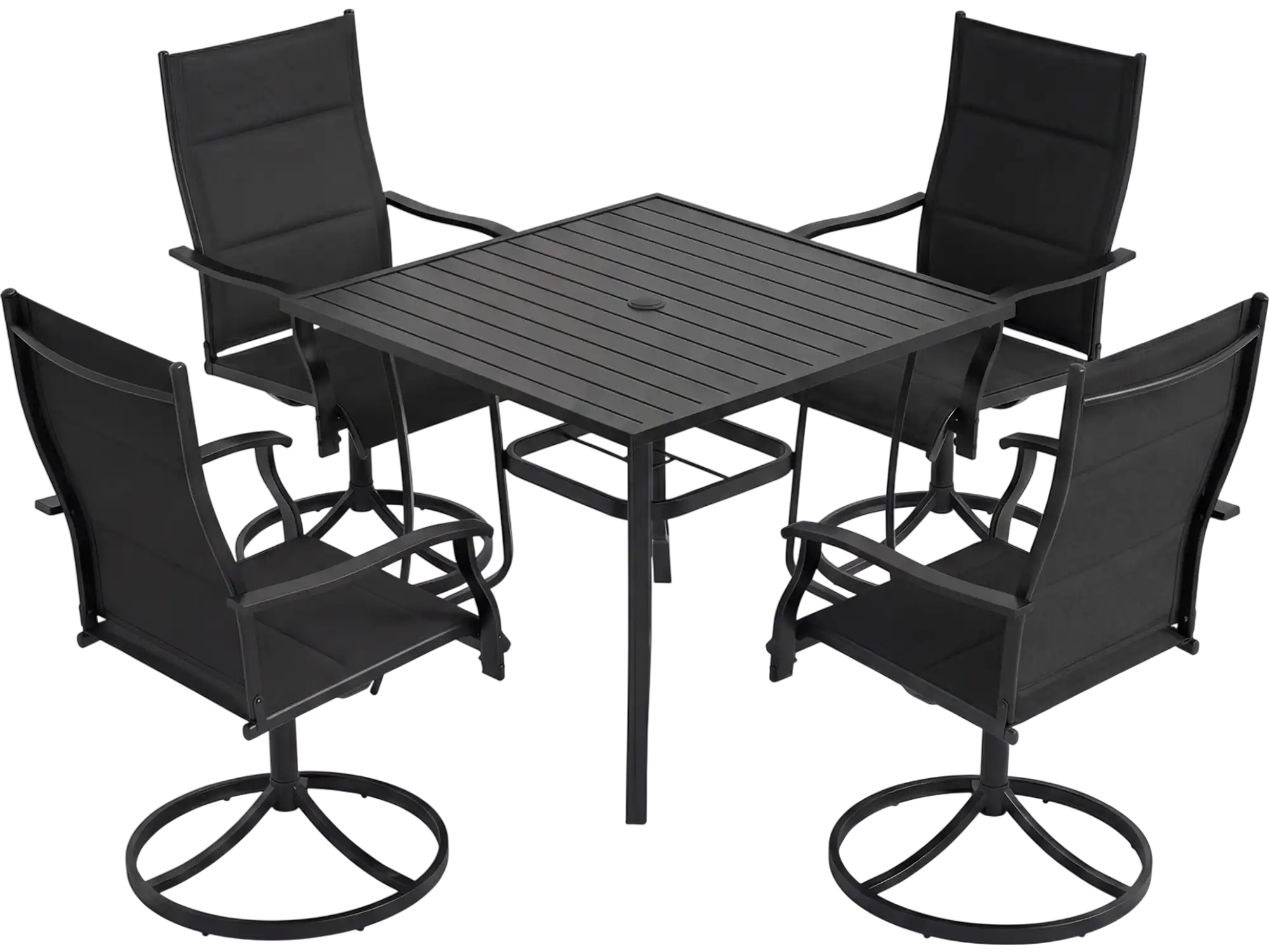 Costway 5-Pc Outdoor Patio Dining Set 4 Swivel Chairs 36