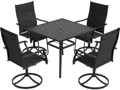 Costway 5-Pc Outdoor Patio Dining Set 4 Swivel Chairs 36
