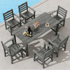 7 Pieces Outdoor Dining Table Set for 6 People 67 Inch HDPE Patio Rectangle Table and 6 Armchairs-Gray - Gallery View 1 of 9