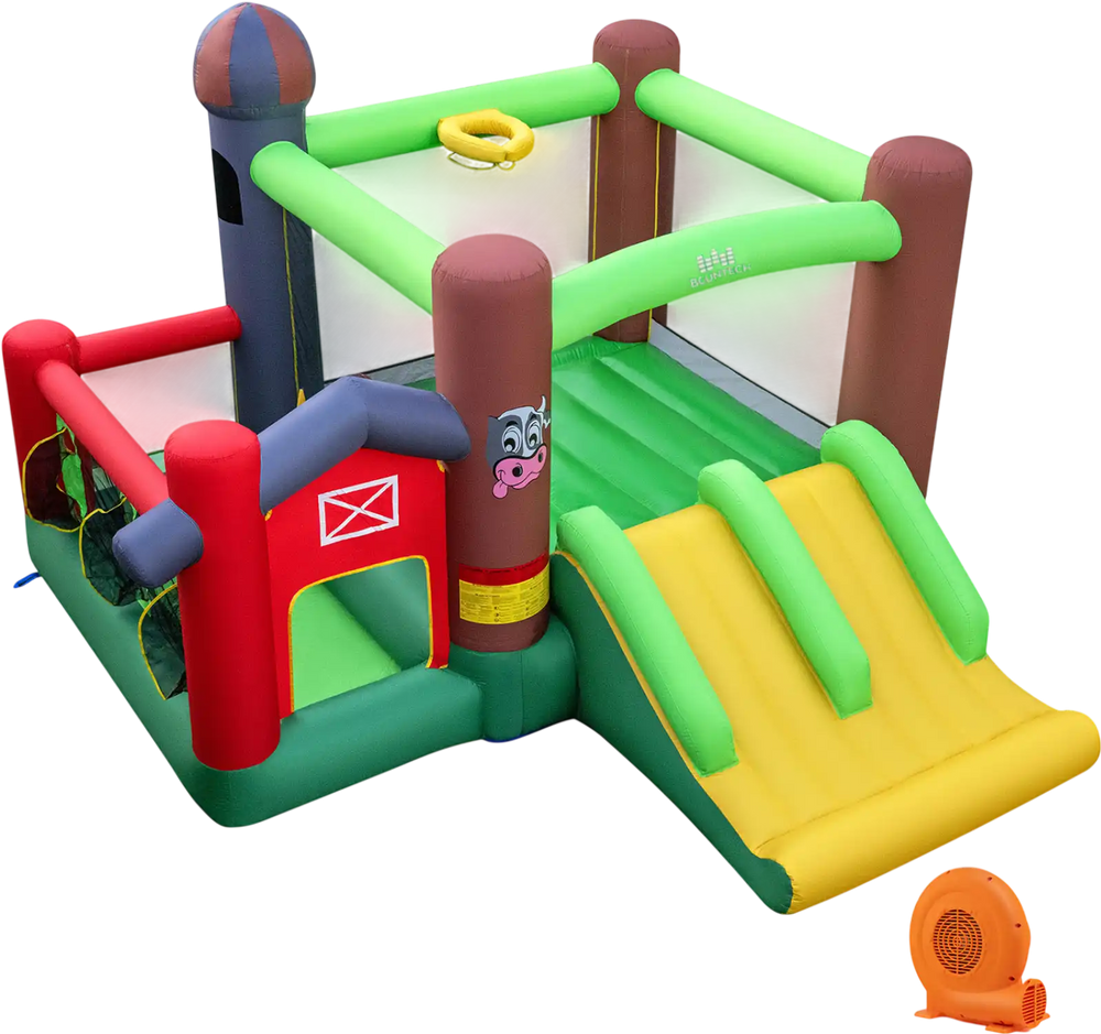 Kids Castle Slide Bouncer with 750W Blower and Dual Slides