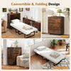 Foldable Murphy bed with cabinet, teddy velvet sofa, and 3-tier bookshelf for space-saving living room solutions.
