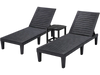 3-Piece Outdoor Adjustable Chaise Lounge Set with 2 Recliners and 1 Side Table for Garden Backyard